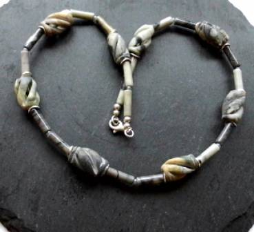 Kette,Jaspiskette, Jaspisstäbchen, Röhrchen, Jaspis, Kette, Schmuck